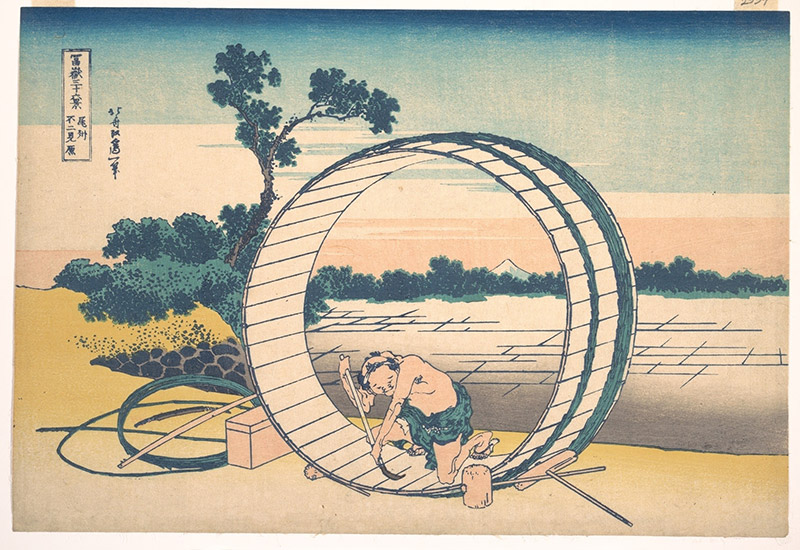 ผลงาน Fujimigahara in Owari Province ของ Hokusai